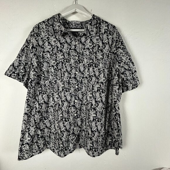 Tommy Hilfinger Women's Floral Print Button Front Casual Blouse Black 3X NWT - Picture 1 of 7